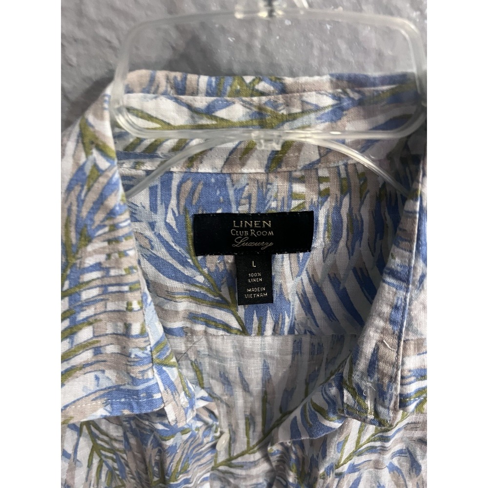 Club Room Luxury Linen Shirt Mens Size Large Hawaiian - Picture 6 of 9